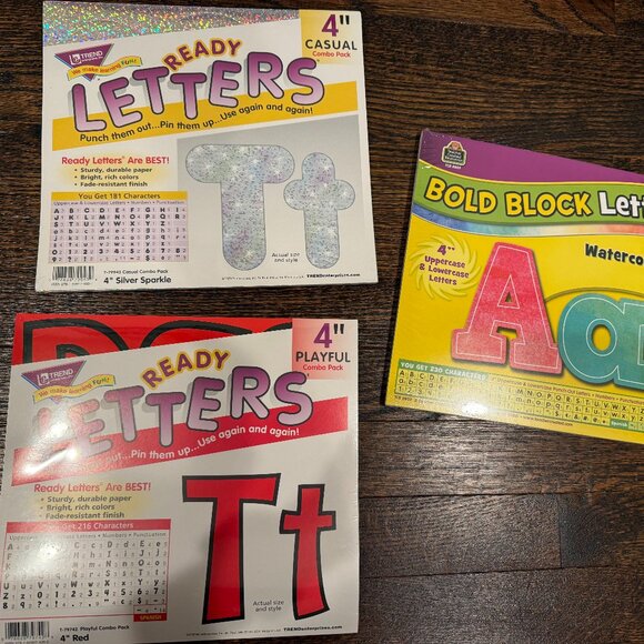 3 NEW UNOPENED SETS OF 4" LETTERS - YOU GET ALL 627 LETTERS! - Picture 1 of 4